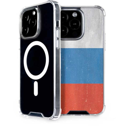 Russian Flag Distressed iPhone 14 Pro MagSafe Case